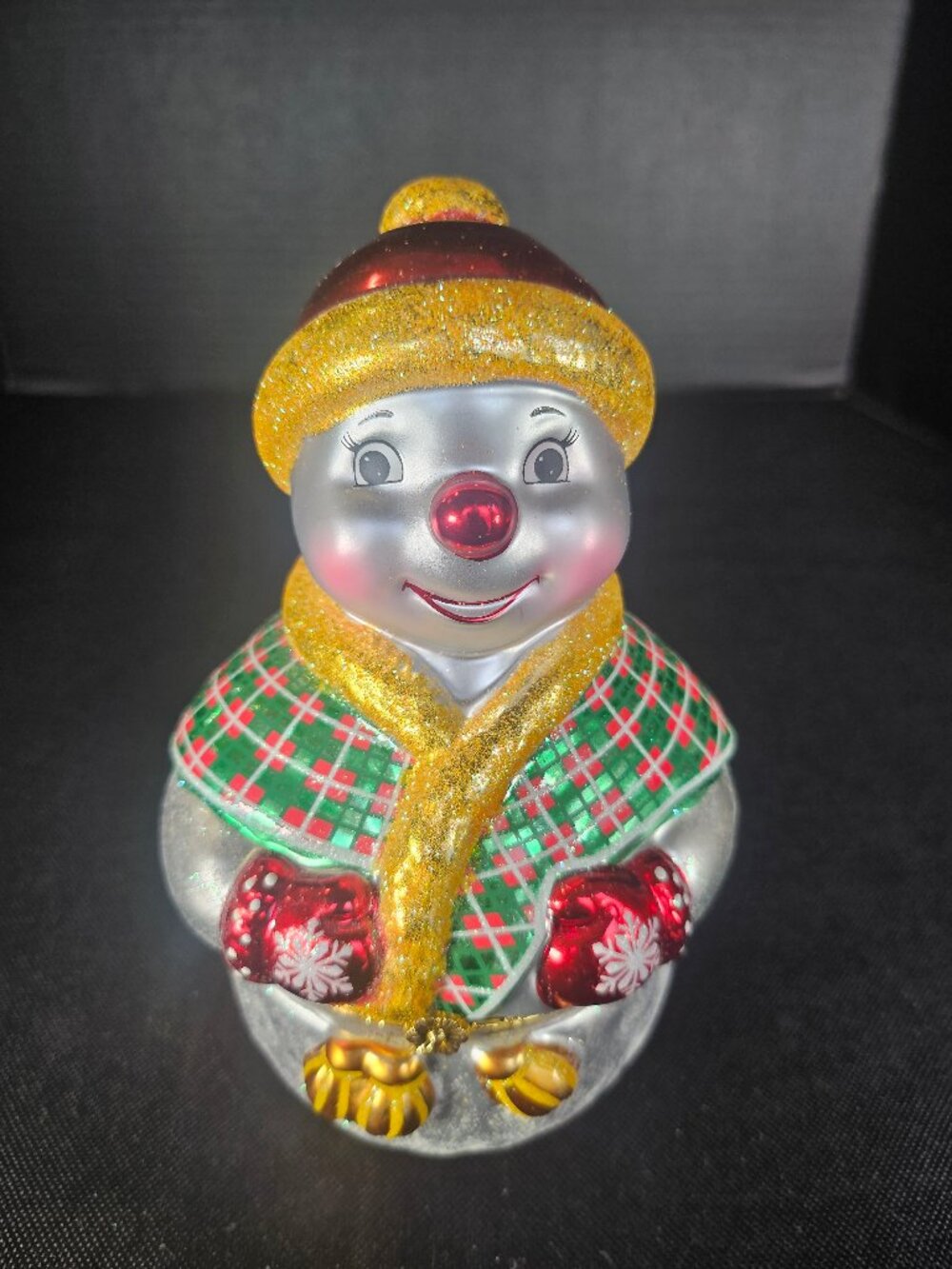 Rare Vintage 2005 Christopher Radko "Jolly Wrap" Snowman Glass Trinket Box